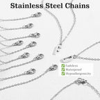 QFGasre 17.5 Inch Stainless Steel Necklace Chain 0.8mm Bulk Chain Necklace Silver Link Chains Adjustable Silver Chains Pack DIY Cable Jewelry Making Men Women 20pcs