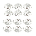 500PCS 10mm Gold Tone Flower Bead Caps Hollow Flower Bead Caps for Jewelry Making (Silver) - color: silver