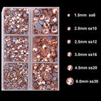 4000Pcs Mixed Size Hot Fix Round Crystals Gems Glass Stones Hotfix Flat Back Rhinestones (Champagne) - color: Champagne, size: 4000 Count (Pack of 1)