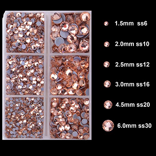 4000Pcs Mixed Size Hot Fix Round Crystals Gems Glass Stones Hotfix Flat Back Rhinestones (Champagne) - color: Champagne, size: 4000 Count (Pack of 1)