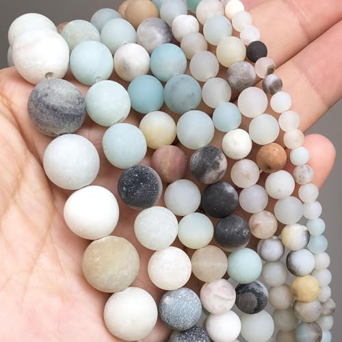 Stone Beads, 45pcs Matte Amazonite, 8mm Round Loose Beads for Jewelry Making, Bracelets, with Bag, String & Card - color: Matte Amazonite Beads, size: 8mm