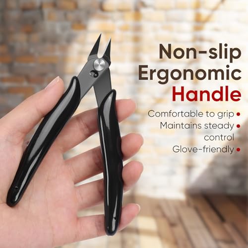 5 Inch Flush Cutters, 5 Pack Micro Wire Cutters, Sharp Zip Tie Cutter, Precision Wire Cutters for Crafting, Jewelry Making, Plastic Models, 3D Print, Electronics, Floral - color: Black ( 5 Pack )