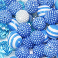 48 Pcs 20mm Beads for Pens Bubblegum Bead Light Blue Crystal Acrylic Round Chunky Bead Sparkly Large Balls Beads for Pen Beadable Keychain Bracelet Necklace DIY Jewelry Making Supplies - color: Light blue Color