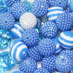 48 Pcs 20mm Beads for Pens Bubblegum Bead Light Blue Crystal Acrylic Round Chunky Bead Sparkly Large Balls Beads for Pen Beadable Keychain Bracelet Necklace DIY Jewelry Making Supplies - color: Light blue Color