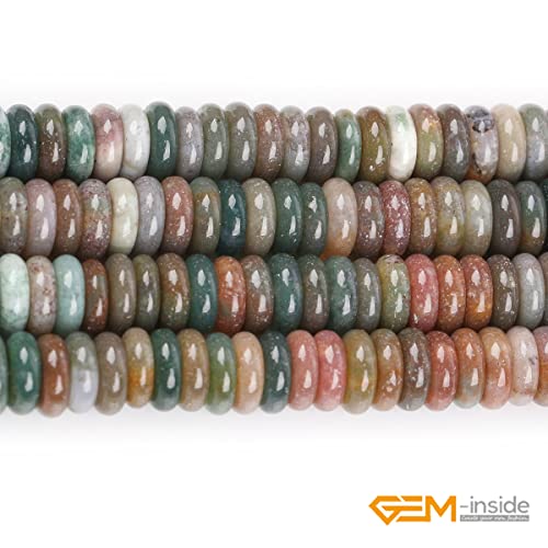 GEM-Inside 2x6mm Natural Green India Agate Stone Semi-Gemstone Heishi Disc Rondelle Spacer Beads for Jewelry Making Full 15" Strand Energy Stone Healing Power Crystal - color: Green India Agate