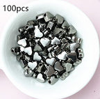 100 Pcs Heart Shape Spacer Beads Small Hole Spacer Beads Metal Loose Beads for Making Bracelet Necklace Earring Accessories DIY Handmade Craft (Gun Black) - color: Gun black