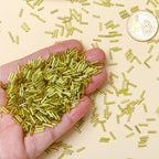 2000pcs Glass Bugle Beads, Tube Beads Bulk, Mini Long Tiny Small Waist Loose Spacer Embroidery Beaded for Bracelets Jewelry Making Sewing, Crafts, 2×6mm, Yellowish Green - color: Yellowish Green