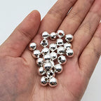 200 Pieces 8mm Silver Iron Metal Spacer Bead Round Loose Beads - size: 8mm