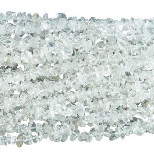 90 Inches Rock Quartz Irregular Shaped Crystal and Healing Tumbled Chip Stone Beads for Jewelry Making - color: Clear-Rock Quartz