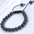 MASSIVE BEADS Natural Healing Power Gemstone Crystal Beads Unisex Adjustable Macrame Bracelets - color: Blue Sand, size: 6mm