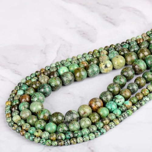 4mm 200pcs Natural Stone Round Beads African Turquoise Genuine Stone Beading Loose Gemstone DIY Charm Smooth Beads for Bracelets Necklaces Earrings Hole Size 1mm (African Turquoise 4mm) - color: African Turquoise, size: 4mm