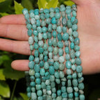 Natural Stone Beads 6-8mm Amazonite Oval Irregular Freeform Tumbled Loose Gemstone Beads for Jewelry Making 15 Inch Strand 50-55 Pcs - color: Amazonite-1 strand15”-approx. 55 beads