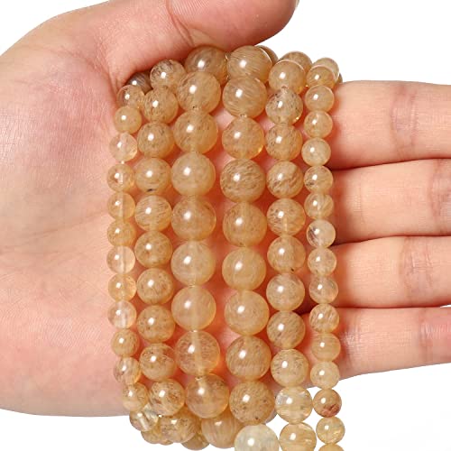 60pcs 6mm Natural Stone Beads Gold Rutilated Quartz Beads Energy Crystal Power Gemstone for Jewelry Making, DIY Bracelet Necklace - color: Gold Rutilated Quartz, size: 6mm