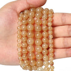 60pcs 6mm Natural Stone Beads Gold Rutilated Quartz Beads Energy Crystal Power Gemstone for Jewelry Making, DIY Bracelet Necklace - color: Gold Rutilated Quartz, size: 6mm