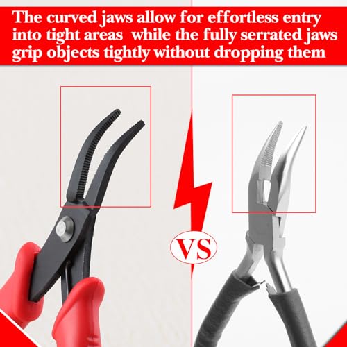 5.5 Inches Bent Nose Pliers With Serrated Jaw Bent Long Nose Pliers Mini Curved Nose Pliers Precision Pliers Jewelry Making Tool Functional Micro Professional Tool For Gripping Bending Wires - style: Bent Nose Pliers