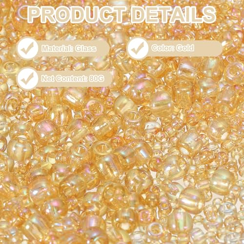 MECCANIXITY 15/0 11/0 8/0 6/0 Glass Seed Beads 1.5mm/2mm/3mm/4mm Loose Seed Beads for Jewelry Earring Bracelet Craft Making, 5888PCS, Gold - color: Gold