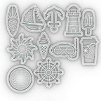 Nautical & Summer Fun Polymer Clay Cutters Set - 9pcs Coastal Shapes Including Lighthouse, Anchor, Ship Wheel, Ice Cream & Sunglasses for DIY Earring Jewelry, Soft Clay Crafts & Scrapbooking - color: Q color