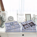 Tondiamo Set of 8 Large Stackable Jewelry Organizer Tray Set for Drawers Grey Velvet Jewelry Drawer Inserts Container Display Case Storage Display Trays for Earring Necklace Rings Bracelet Sunglasses