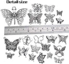 Jdesun 100g Craft Supplies Antique Silver Mixed Butterfly Charms Fly Insect Pendant Charms for DIY Necklace Bracelet Crafting,30-60pcs - style: Silver Butterfly Charms