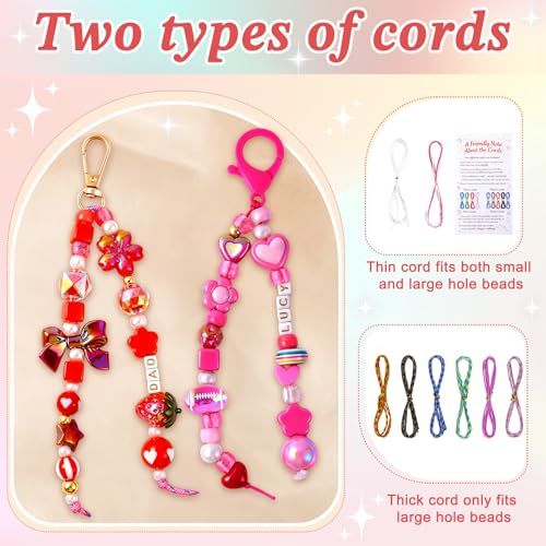 TOHONGADON 1812 Pcs Bead Keychain Making Kit, 7 Color Rainbow Beads Bag Charm Kit, Keychain Making Supplies with Beads, Great for Gifts, Festival, Party, Activity - color: 1812 Pcs Beads Keychain Kit