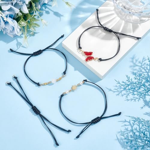 UNICRAFTALE about 30Pcs Waxed Polyester Cord Bracelets Semi Finished Bracelet Black Adjustable Bracelet Knot Rope Handmade Friendship Bracelet Braid String Bracelets for Jewelry Making DIY 31.4mm Long - size: 31.4cm