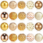 Ferreve 20 Pcs Chunky Bubblegum Beads 20mm Focal Pen Large Rhinestone Pearl Beads for DIY Beadable Pen School Jewelry Making Keychain Craft Making(Gold) - color: Gold