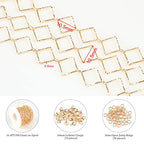 KYUNHOO 16.4 Feet KC Gold Plated Brass Jewelry Chain Bulk Handmade Embossed Square Link Chains for Jewelry Making Supplies Craft Chain Spool with Jump Rings and Lobster Claps - color: Embossed Square Gold