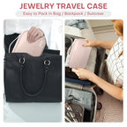 Jewelry Travel Case Organizer for Necklaces, Earrings, Rings, Bracelet, Watch, Soft Sided, Pink - color: Pink