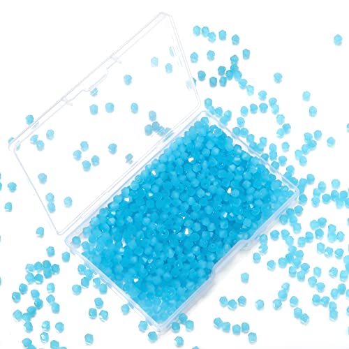 1000pcs Crystal Glass Beads 4mm Bulk Faceted Bicone Spacer Beads for DIY Jewelry Making - color: lake blue, size: 4mm