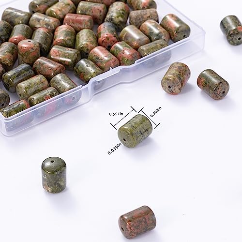 Natural Unakite Cylinder Tube Beads 10x14mm 38cm/str Loose Semi Gemstone Stone Beads for Making Bracelets Necklace - color: Unakite