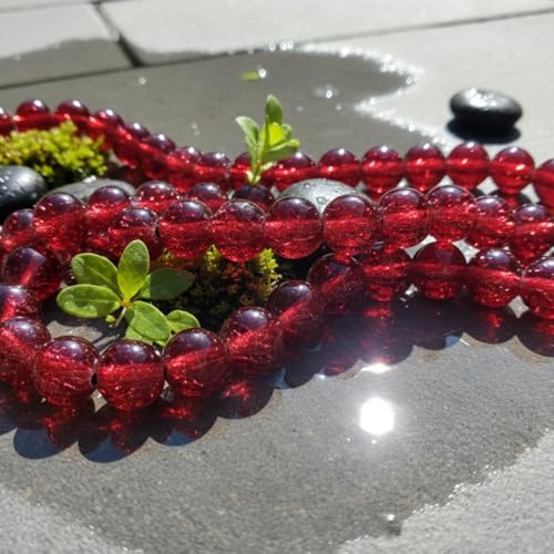 DandS ltd Crackle Lampwork Glass Beads for Jewelry Making, Ruby Red, Vibrant DIY Bracelets, Necklaces, Earrings, Beading Supplies & Craft Kits for Handmade Jewelry, 80pcs 0.39 inch (10mm), #J279-10 - color: Ruby Red