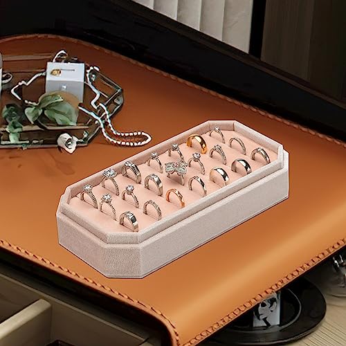 Velvet Ring Organizer Display Tray Jewelry Box Earring Holder Case for Wedding Birthday Christmas Day (Light Pink) - color: Light Pink