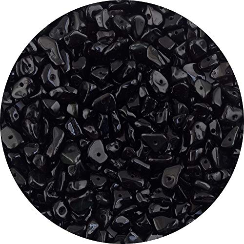 Natural Chip Stone Beads Black Obsidian Onyx 5-8mm About 400pieces Irregular Gemstones Healing Crystal Loose Bead Hole Drilled DIY for Bracelet Jewelry Making Crafting (5-8mm, Black Obsidian Onyx) - color: Black Obsidian Onyx