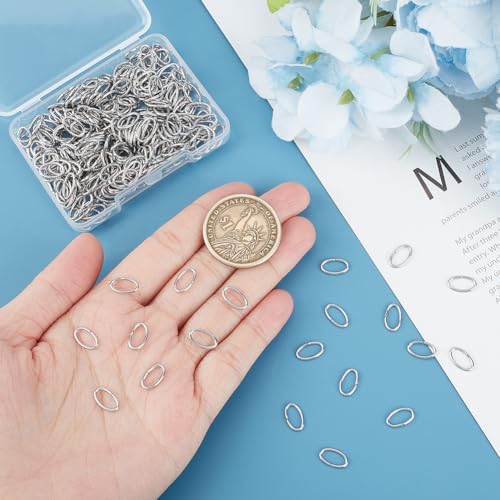 UNICRAFTALE 300 Pcs Stainless Steel Open Jump Rings 10x6mm Oval Jump Rings Open Rings for Jewelry Making DIY Craft Earring Bracelet Pendant Choker Jewelry Making Findings and Key Ring Chain - size: 10mm