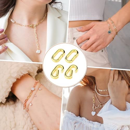 4 PCS 18K Gold Plated Carabiner Clasps and Closures and 4 PCS Silvery Claps for Jewelry Making Bracelet Necklace Oval Connector - color: 4 Golden+4 Silvery