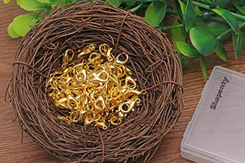 Shapenty Small Metal Alloy Lobster Claw Clasps Clip DIY Necklace Jewelry Finding Making Accessories Fastener Hook, 12mmx6mm, 100PCS (Gold) - color: Gold