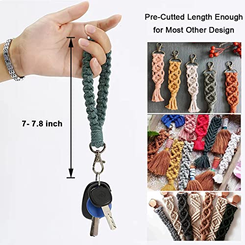 Adult DIY Craft Keychain Making Kit Boho Macrame Keychain Kit Includes Key Rings Precut Macrame Cord Instructions to Make Cute Keychains and Lanyards Kids Crafts Projects Kits Macrame Beginners - color: Macrame Keychain Kits