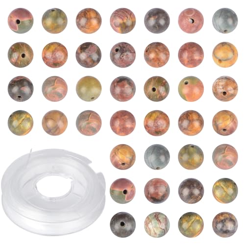 4mm 200pcs Natural Stone Round Beads Picasso Genuine Stone Beading Loose Gemstone DIY Charm Smooth Beads for Bracelets Necklaces Earrings Hole Size 1mm (Picasso 4mm) - color: Picasso, size: 4mm