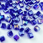 Crystal Glass Beads 200 Pieces 4mm Cube Crystal Glass Beads Faceted Square Shape Spacer Beads for Jewelry Making Bracelet Earring Necklace DIY Craft Making Supplies(Deep Blue AB) - color: Deep Blue AB, size: 4mm