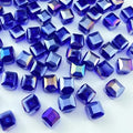 Crystal Glass Beads 100 Pieces 6mm Cube Crystal Glass Beads Faceted Square Shape Spacer Beads for Jewelry Making Bracelet Earring Necklace DIY Craft Making Supplies(Deep Blue AB) - color: Deep Blue AB, size: 6mm