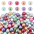 PH PandaHall 100pcs 12mm Pearlized Glass Beads, Craft Pearl Beads Mixed Color Dyed Round Satin Luster Faux Pearl Bead Imitation Pearls Bead for Jewelry Necklace Craft Making Vase Fillers - size: 12mm