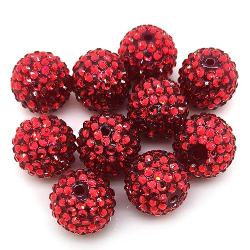 50pcs 20mm Large Size Rhinestone Disco Ball Beads Round Spacer Color Painted Charms for Jewelry Bracelet Necklace Pen Bag Chain Making Crafts Beading Supplies (20mm red Rhinestone) - color: 20mm red rhinestone