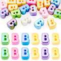 Beadthoven 20pcs Big Letter B Beads Large Hole Bubble Alphabet Acrylic Beads Charm Iridescent Plastic B Shape Loose Chunky Spacers for Jewelry Making Bracelet Necklace Keychains Shoelaces Crafts - color: B