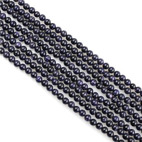MJDCB 225pcs Small Stone Beads 3mm Blue Sandstone Round Smooth Loose Gemstone Bead for Jewelry Making Bracelets Earrings Necklaces Accessories - color: Blue Sandstone