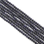 MJDCB 225pcs Small Stone Beads 3mm Blue Sandstone Round Smooth Loose Gemstone Bead for Jewelry Making Bracelets Earrings Necklaces Accessories - color: Blue Sandstone