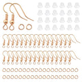 TOAOB 300pcs Earring Hooks Kits Rose Gold French Ear Wires with Ball and Coil 18mm Fish Hook Earring Making Supplies with Jump Rings and Clear Silicone Ear Backs for DIY Jewelry Findings - color: Rose gold