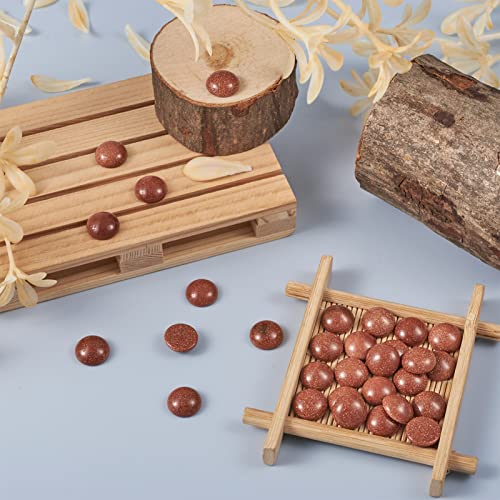 Crafans 50Pcs 8mm Half Round Gemstone Cabochons Synthetic Goldstone Flat Back Stone Cabochons Domes No Hole Healing Power Stone Chakra Crystal Beads for Jewelry Making - color: Goldstone, size: 8mm