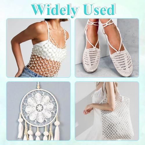 Anezus White Nylon Cord, Nylon Craft String, Silky Satin Rattail Cord Beading String for Braided Bracelets, Pendants Necklace, Macrame Keychains, Lanyards, Drawstring Bags, DIY Crafts, Sewing Projects - style: White
