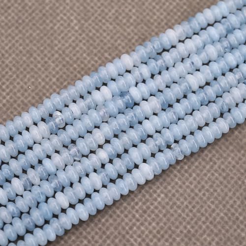 BONNY BOXX 1 Strand (150PCs) Natural 2 * 4mm Aquamarine Rondelle Beads, Natural Abacus Disk Stone Beads Loose Spacer Gemstone for DIY Bracelet Necklace Jewelry Making - color: Aquamarine, size: 2*4MM