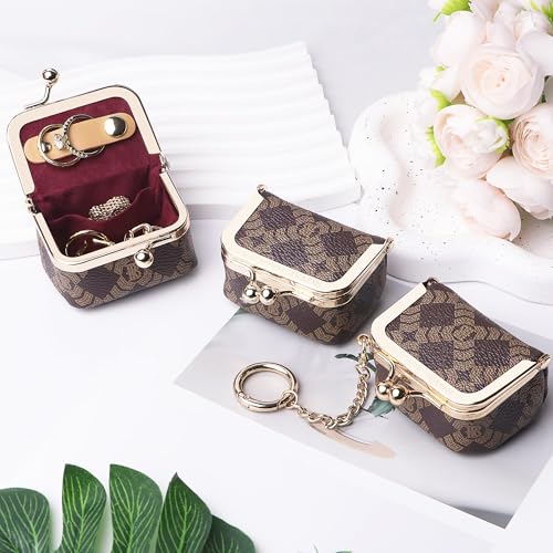 Royal Bagger Genuine Cow Leather Mini Jewelry Box Women's Coin Purse Solid Color Kiss Lock Change Pouch Casual Style Small Storage Bag for Women 1894 (Coffee-6894) - color: Coffee-6894